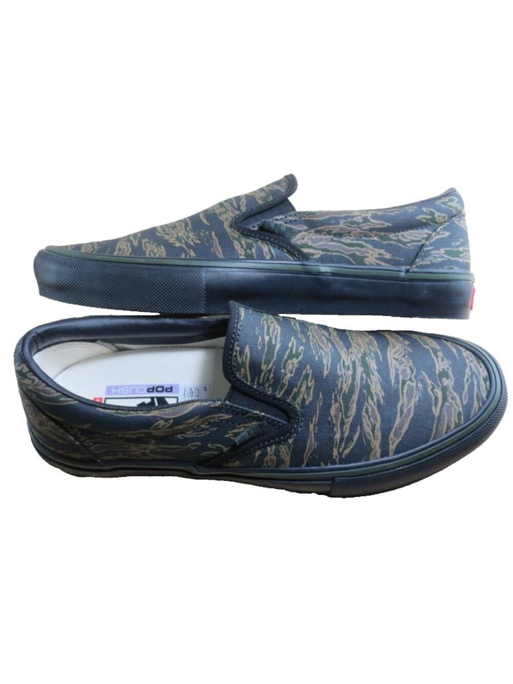 Vans Men's Skate Slip On Tiger Camo Green Black Canvas shoes Size 11.5 NEW
